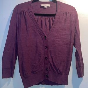 Loft plum color 3/4 sleeve lightweight cardigan size small